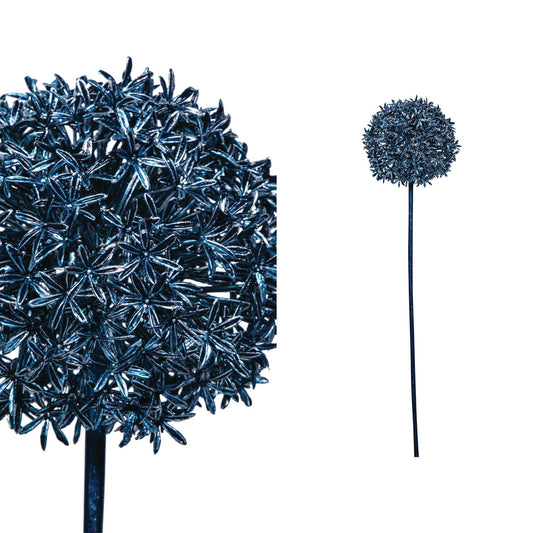 Leaves Plant Metallic Blue Allium Spray - Set van 12 68x20x20 cm