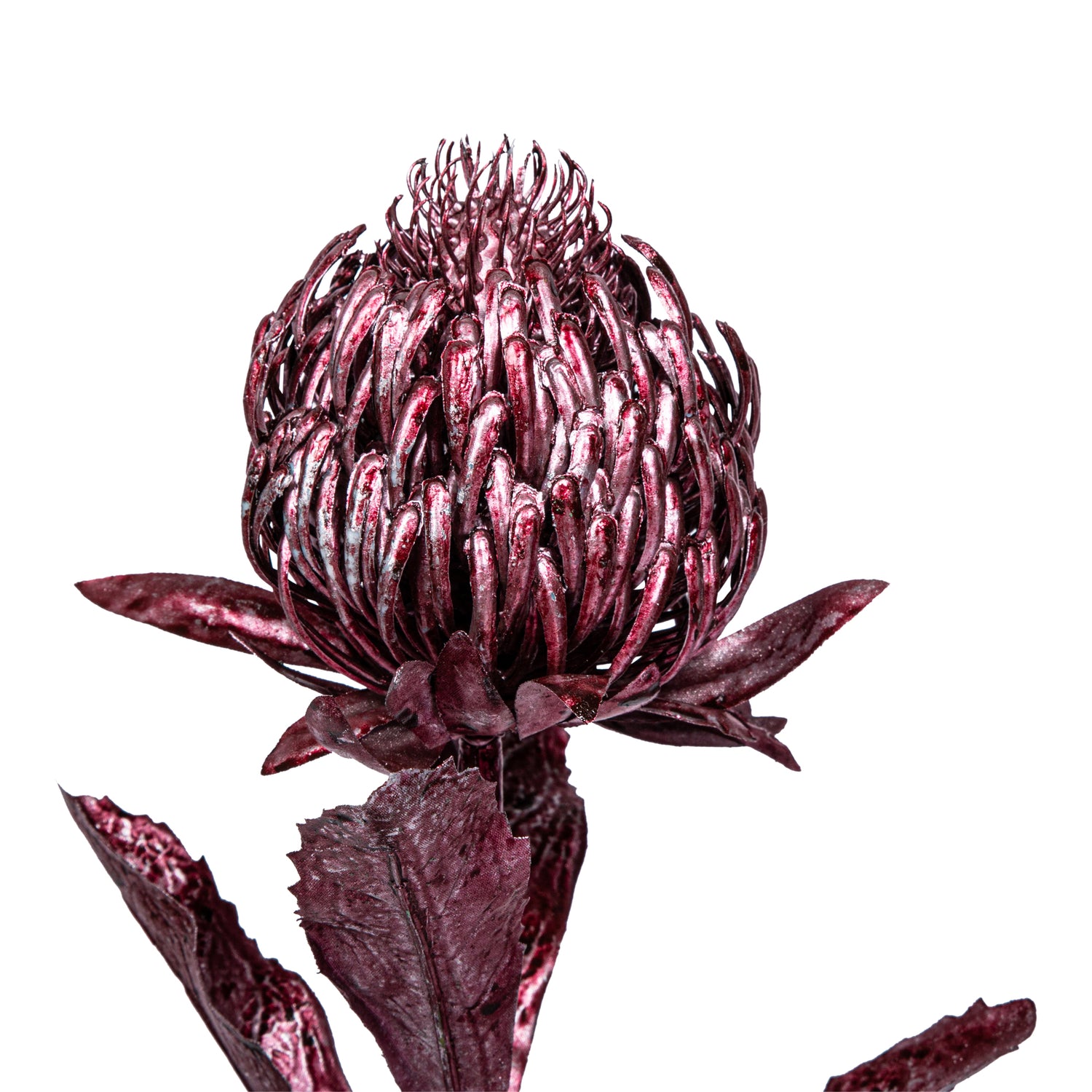 Leaves Plant Metallic Pink Protea Stem - Set van 12 65x10x30 cm