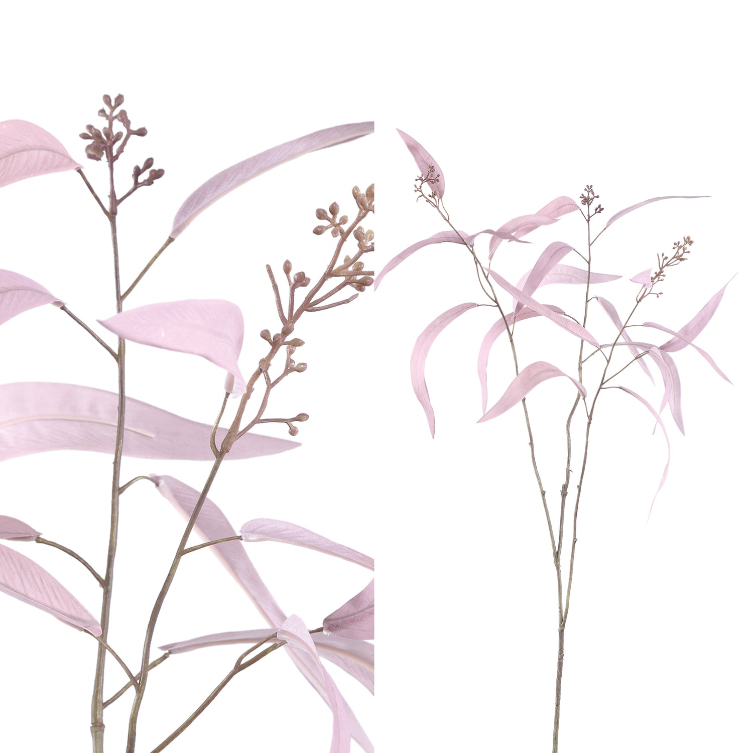 Leaves Plant Roze Eucalyptus Bladeren Spray - Set van 12 98x65x57 cm