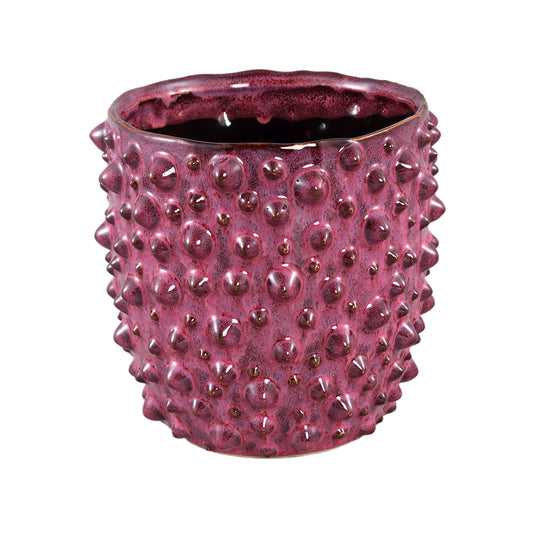Marel Red Glazed Ceramic Pot Rough Dots Round XL