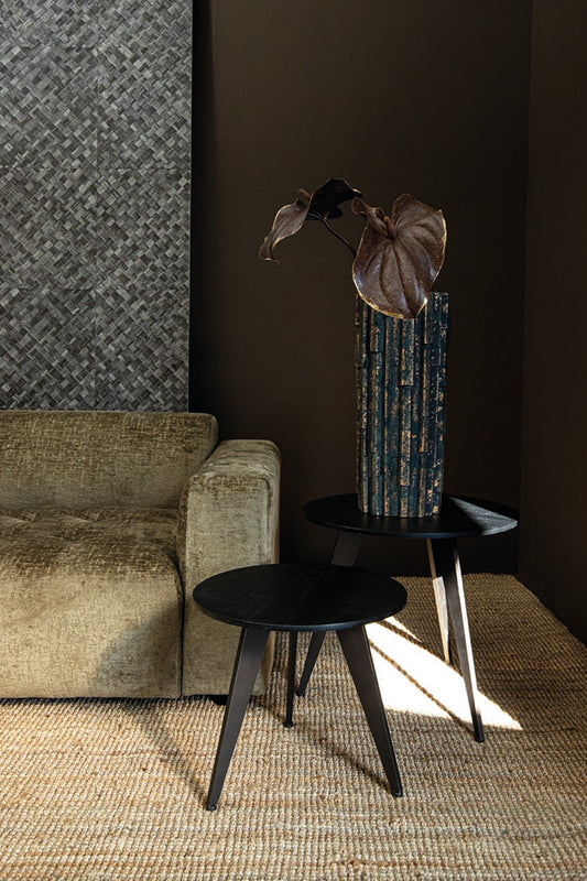 Werdy Black Iron Coffeetable Veneer Top Round SV2