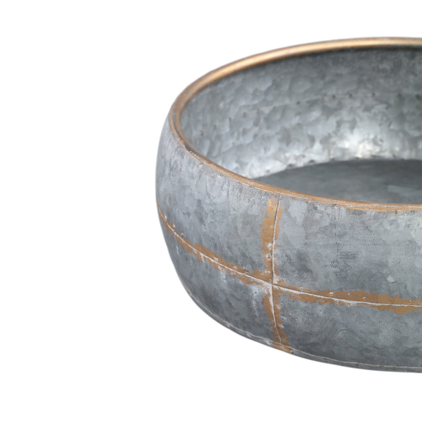 Zallie Grey Zinc Minimal Low Pot Round Set Of 3