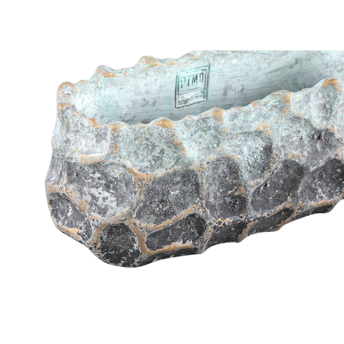 Kixx Grey Cement Pot Angled Shapes Oval L