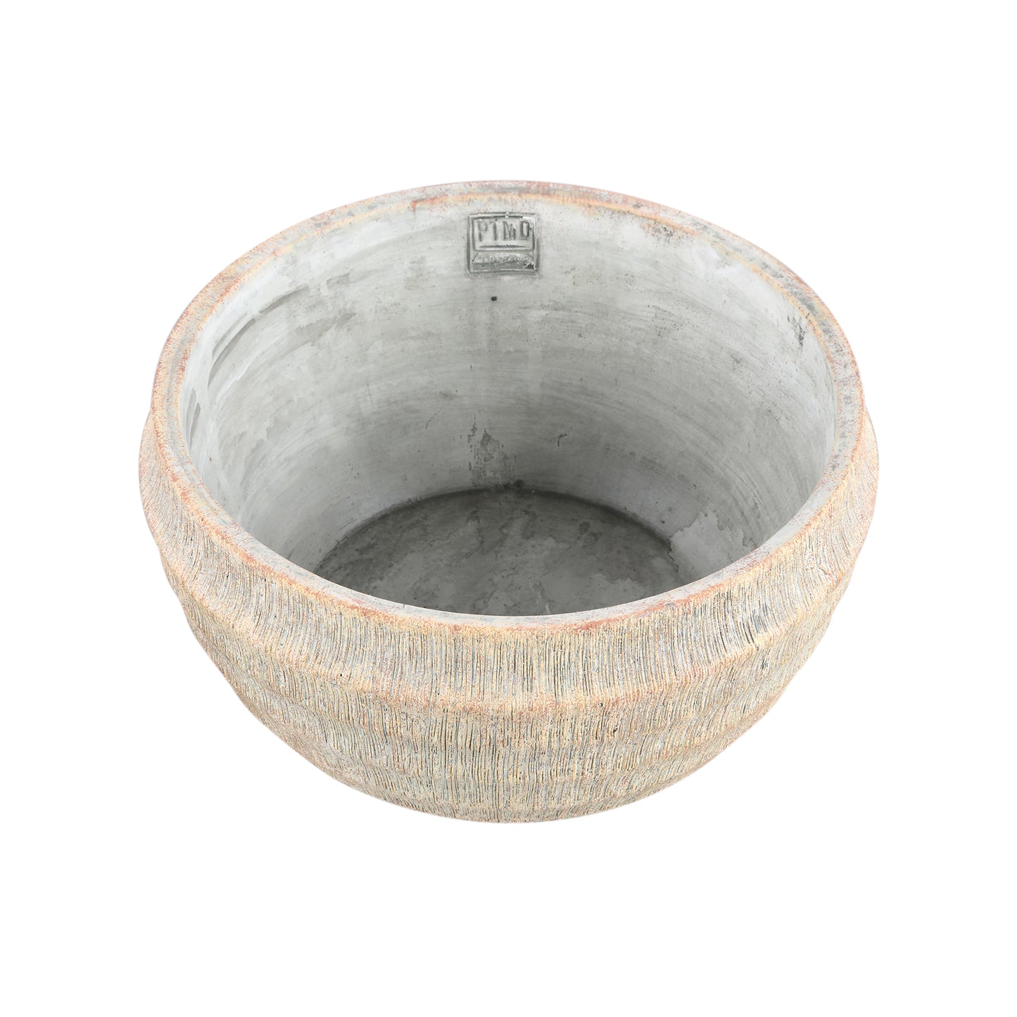 Sary Cream Cement Pot Minimal Stripe Rib Bowl L