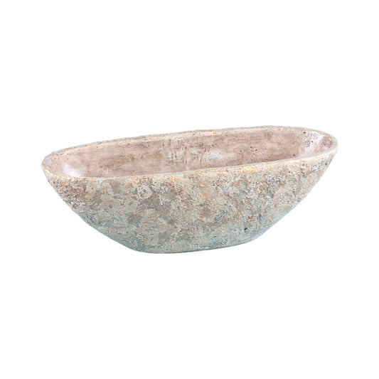 Hayle Cream Cement Pot Rough Structure Oval M