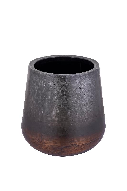 Nouska Zwarte Aluminium Pot Met Koperen Bodem S 48x48x48 cm