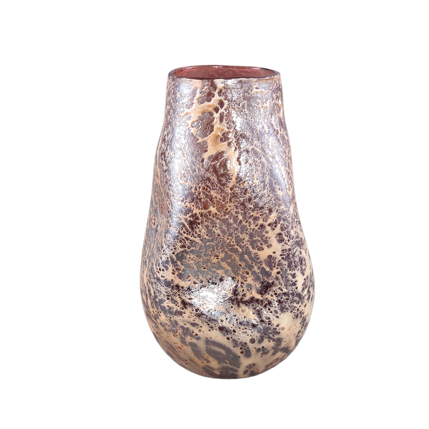 Xamery Red Solid Glass Vase Bubble Waves L