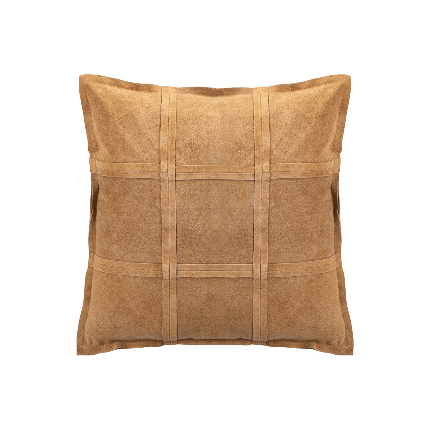 Cobie Camel Suède Leren Kussen Vierkant Set van 2 - 2 Sets 45x45x8 cm