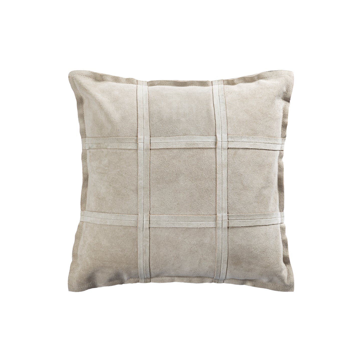 Cobie Taupe Suède Leren Kussen Vierkant Set van 2 - 2 Sets 45x45x8 cm