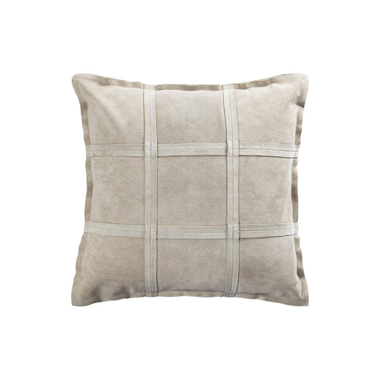 Cobie Taupe Suède Leren Kussen Vierkant Set van 2 - 2 Sets 45x45x8 cm