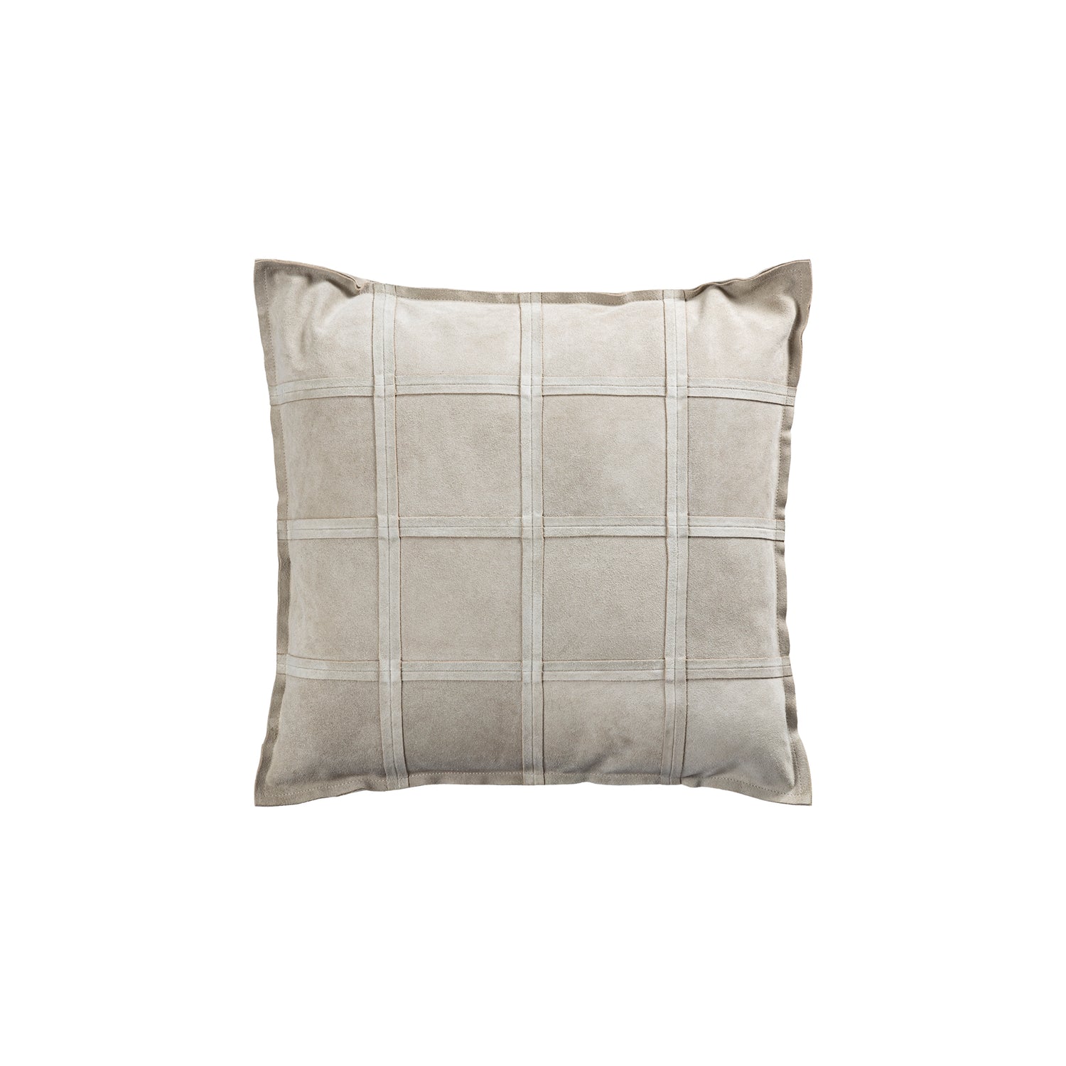 Cobie Taupe Suède Leren Kussen Vierkant L – Set van 2 - 2 Sets 60x60x8 cm