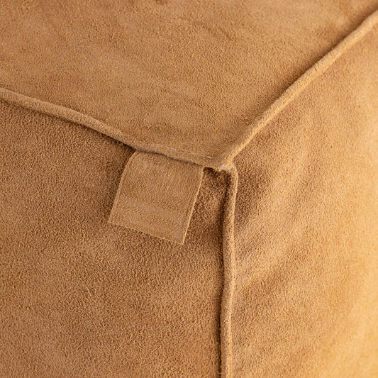 Marieke Camel Suède Leren Poef Rechthoekig 40x120x40 cm
