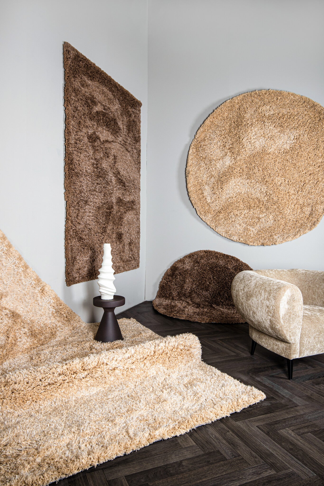 Jups Beige Fabric Handwoven Carpet L