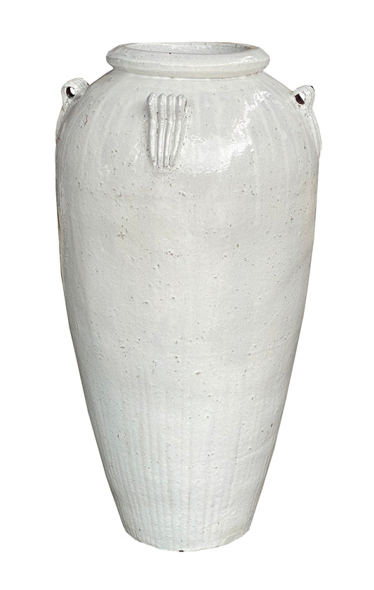 Izze White Glazed Ceramic Extreme Pot High