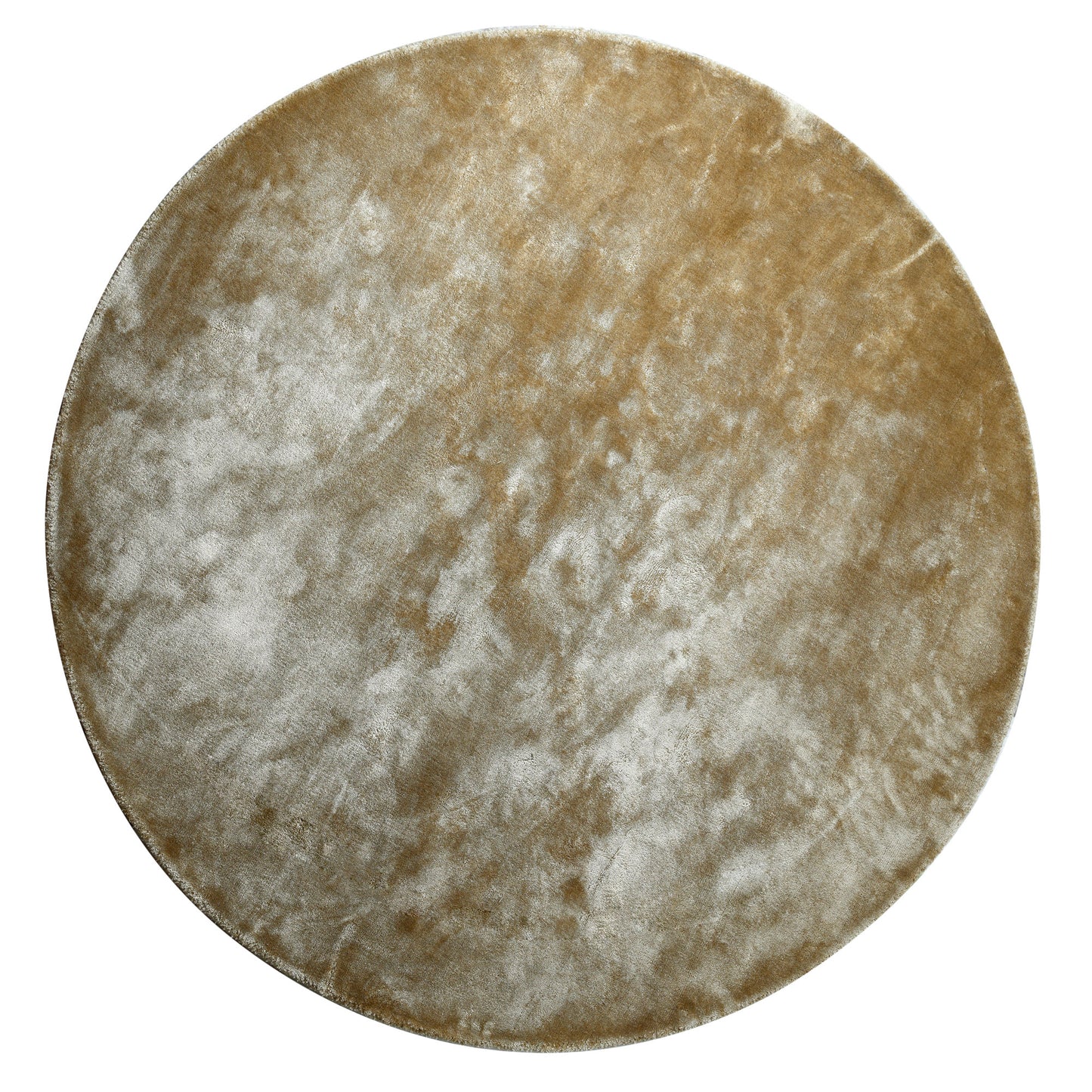 Flavia Brown Viscose Handwoven Carpet Round