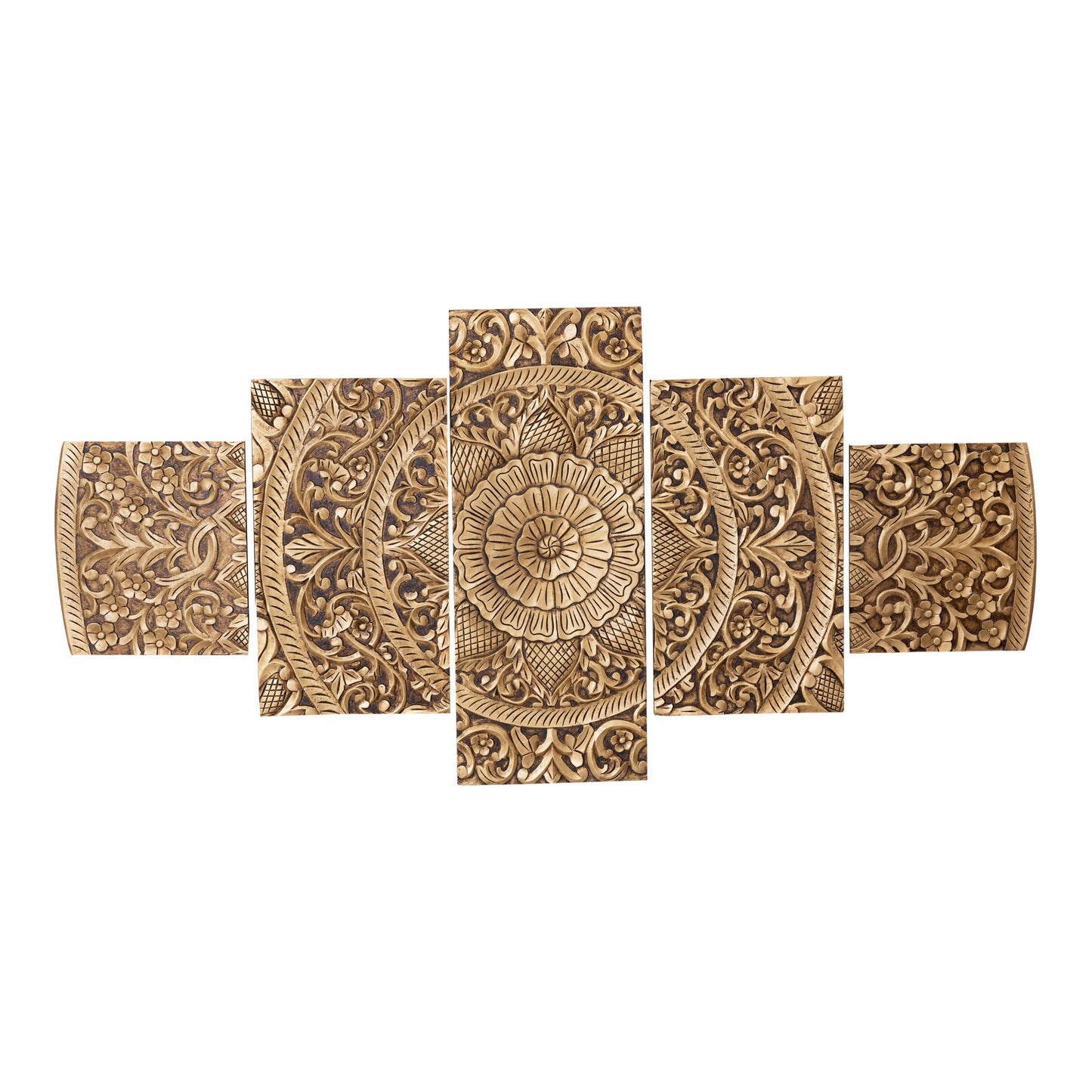 Sharlene Gold Wandpaneel Antiek Gesneden MDF Set van 5 Stuks 90x180x1.5 cm