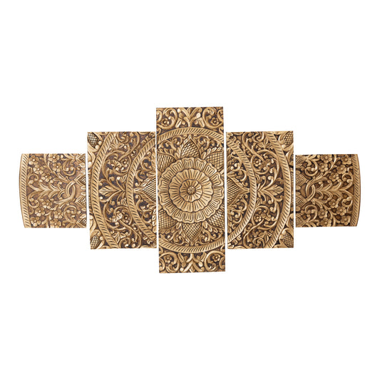 Sharlene Gold Wandpaneel Antiek Gesneden MDF Set van 5 Stuks 90x180x1.5 cm