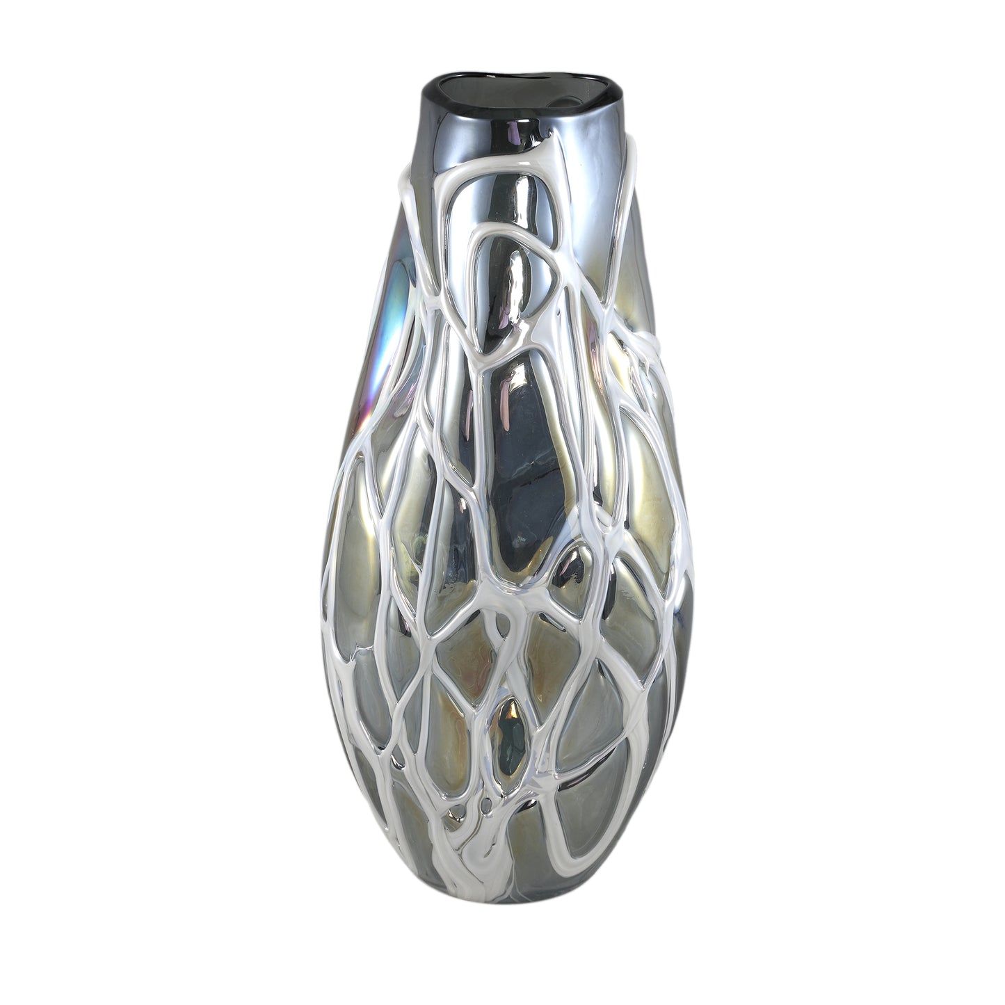 Conck Grey Solid Glass Vase White Organic L
