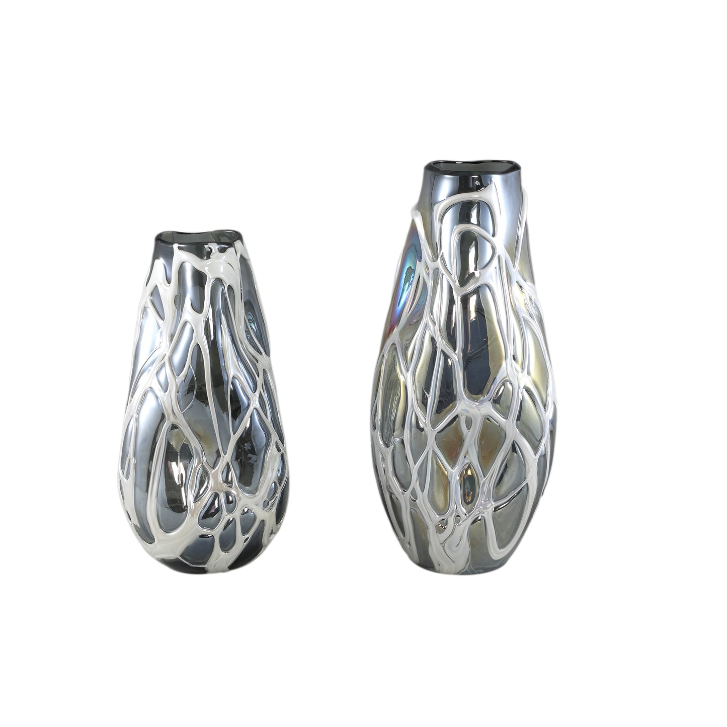 Conck Grey Solid Glass Vase White Organic L