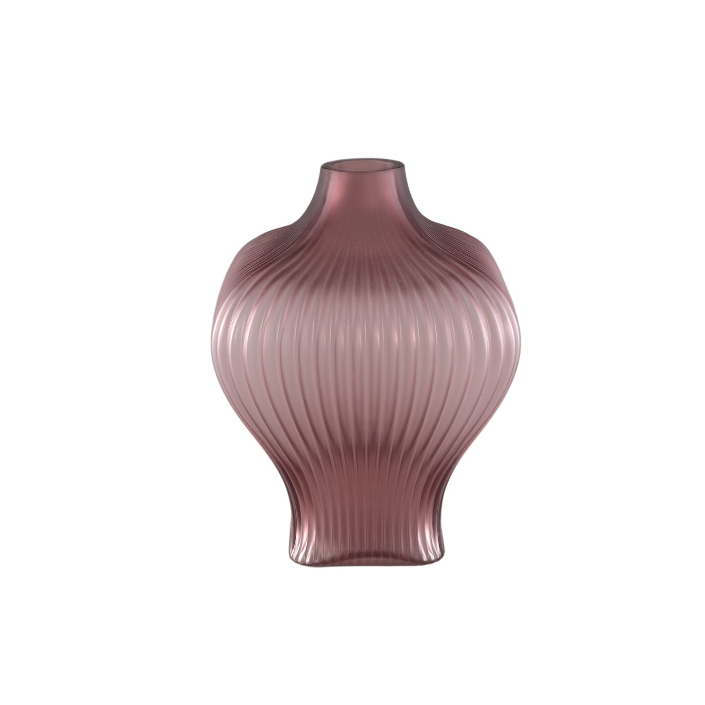 Halde Paarse Glazen Vaas Geribfeld Organisch Breed 30.5x23x23 cm