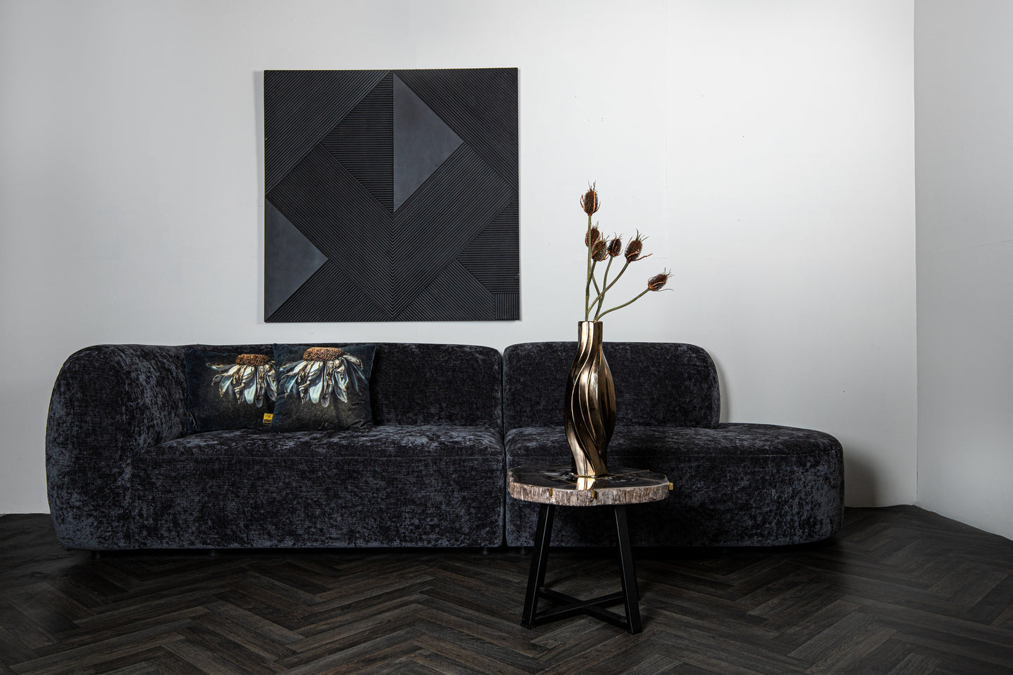 Lujo Sofa Anthracite Fiore Fabric 2 Seater Element