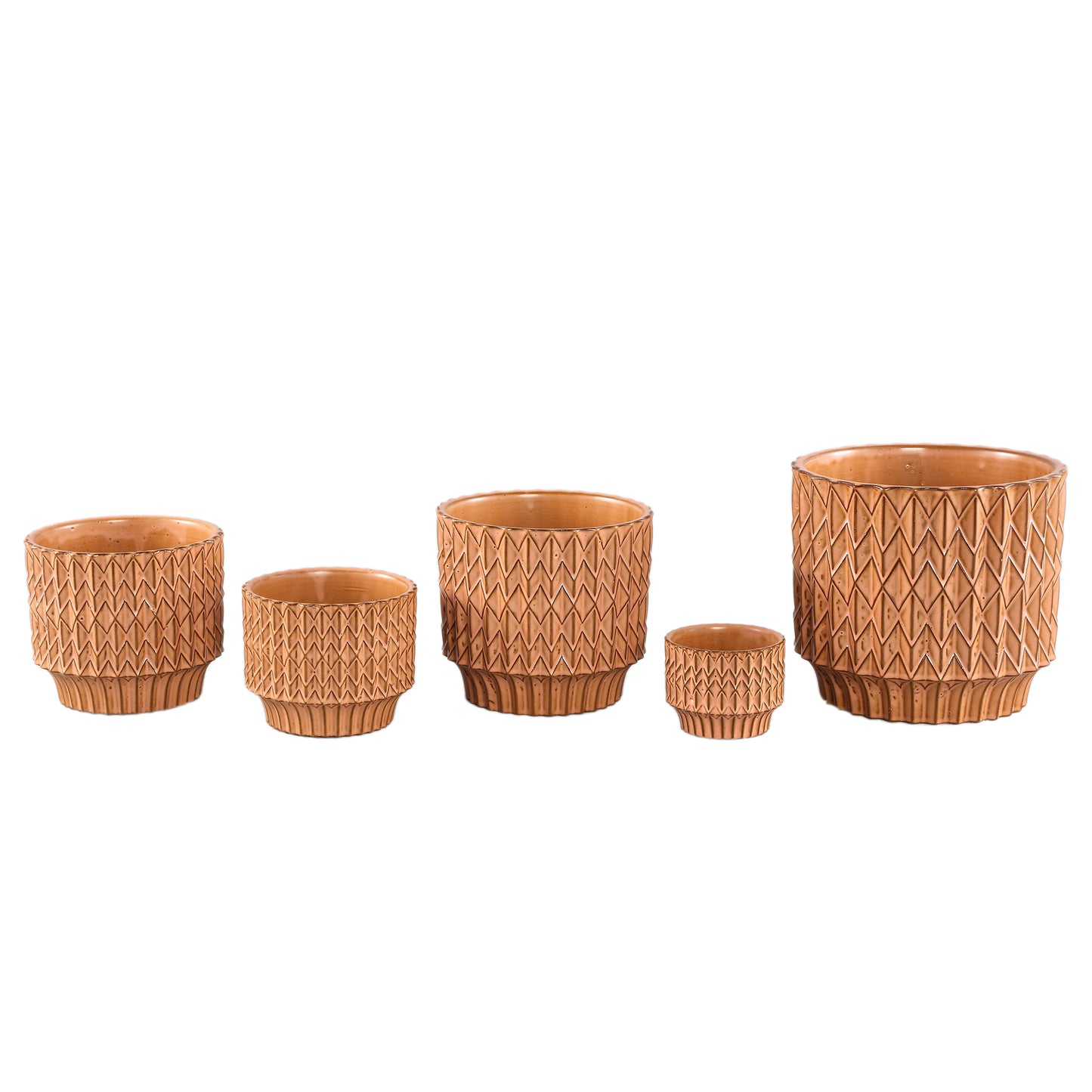 Ruub Orange Glazed Ceramic Pot Motive Round XL