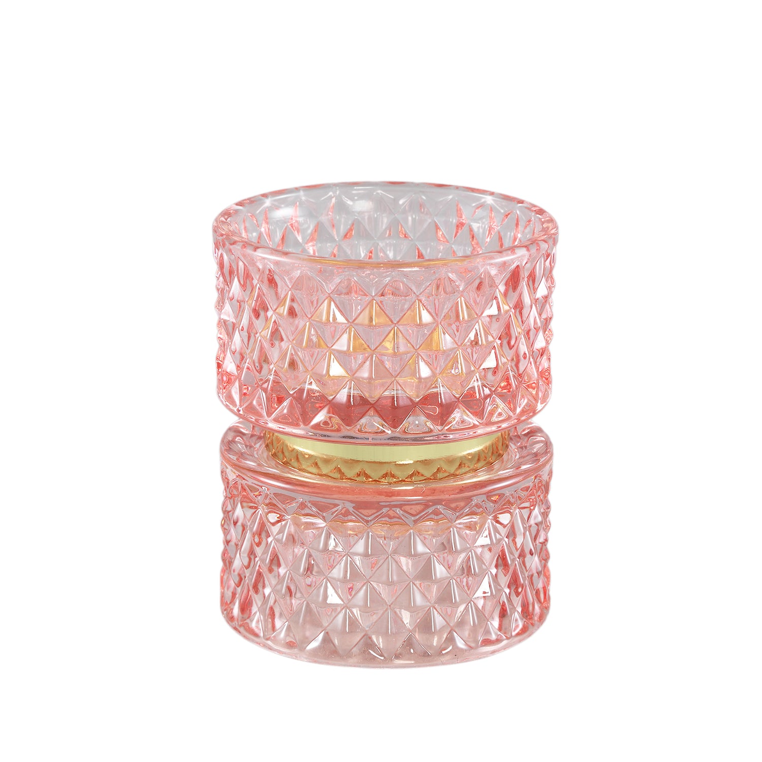 Asiya Roze Glazen Theelicht Goud Middel - Set van 6 10x8.5x8.5 cm