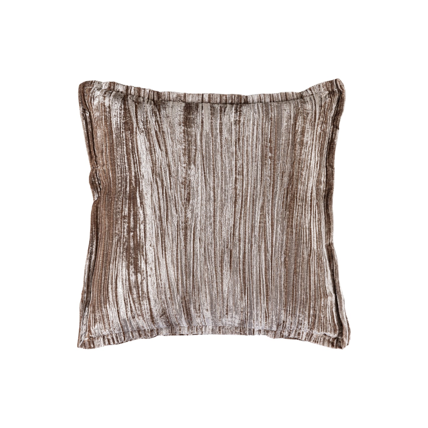 Senny Beige Fluwelen Kussen met Ruche Rand Set van 2 Stuks 60x60x3 cm