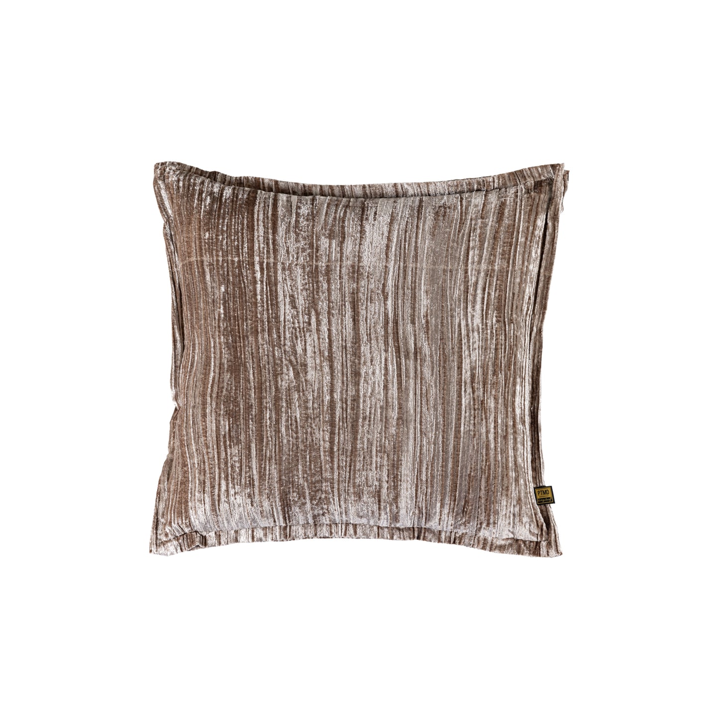 Senny Beige Fluwelen Kussen met Ruche Rand Set van 2 Stuks - 2 Sets 60x60x3 cm