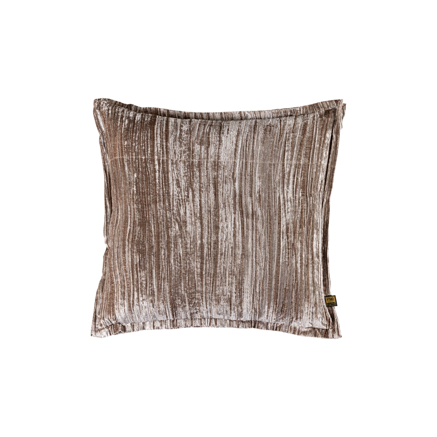 Senny Beige Fluwelen Kussen met Ruche Rand Set van 2 Stuks - 2 Sets 60x60x3 cm
