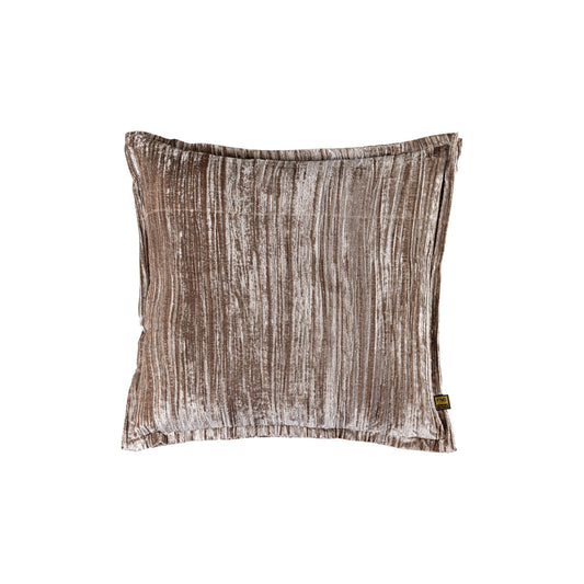 Senny Beige Fluwelen Kussen met Ruche Rand Set van 2 Stuks - 2 Sets 60x60x3 cm