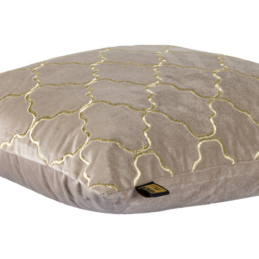 Lizze Beige Fluwelen Kussen Borduurwerk Vierkant Set van 2 - 2 Sets 45x45x3 cm