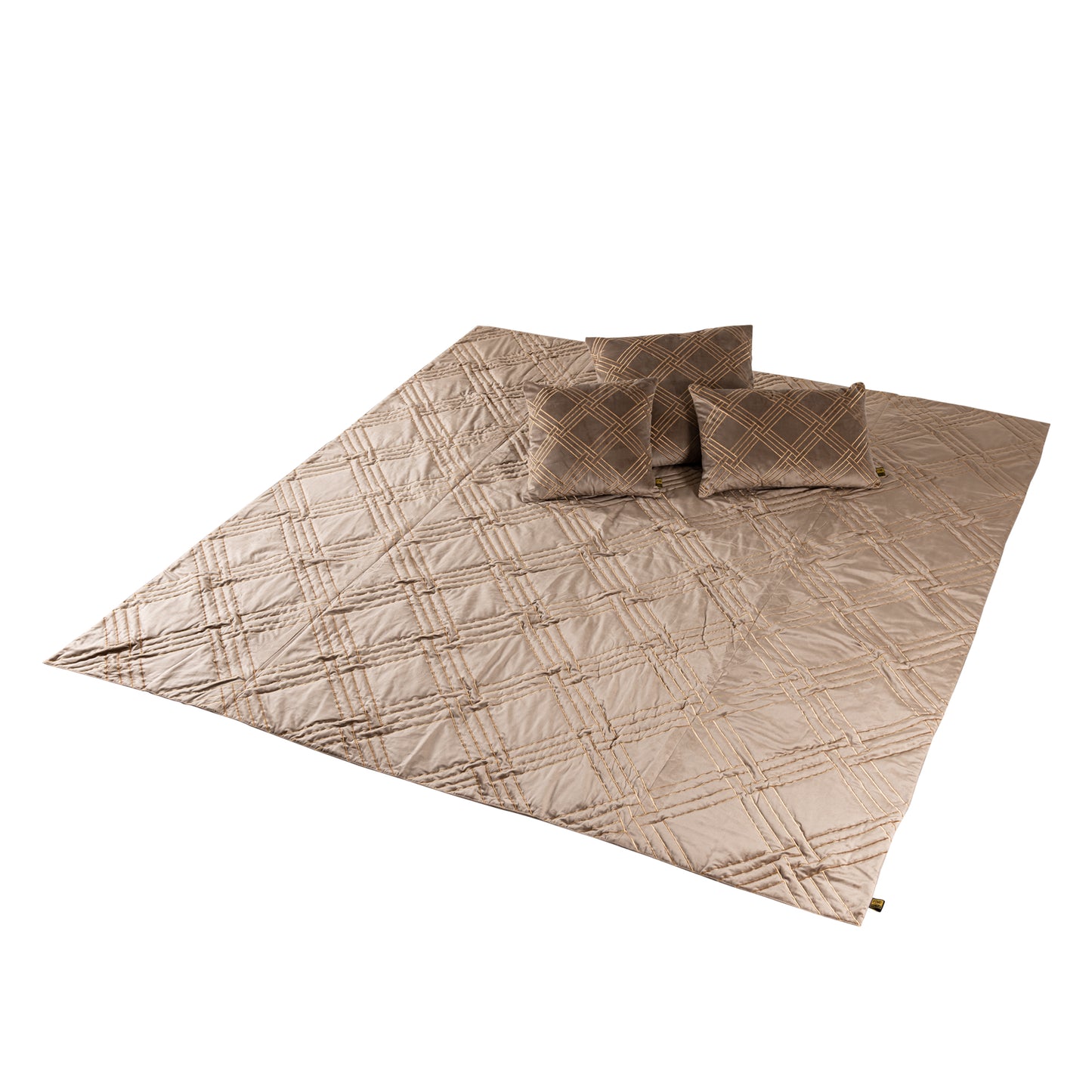 Cerine Brown Fluwelen Kussen Geborduurde Vierkant Set van 2 45x45x3 cm