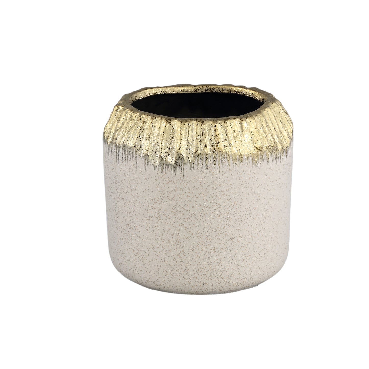 Coira Crème Glazen Keramische Pot Rond Gouden Top Set van 4 Stuks M - 4 Sets 15x15.5x15.5 cm