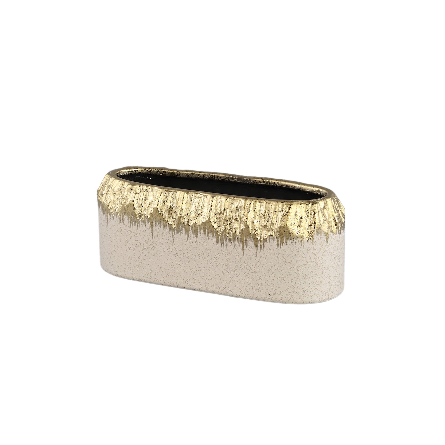 Coira Crème Glazuurde Keramische Pot Ovaal Gouden Top Set Van 6 Stuks - 6 Sets 8x19x7 cm