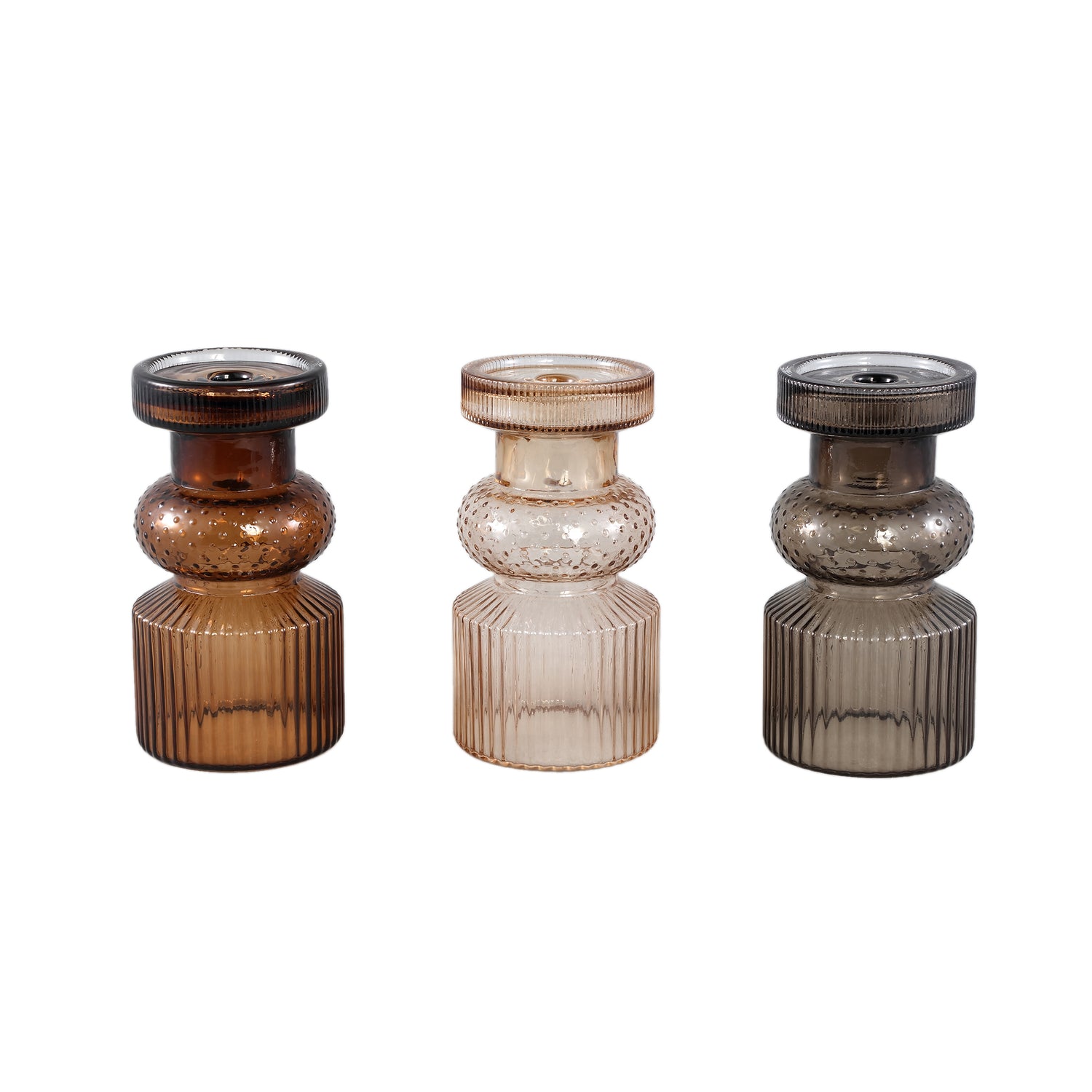 Fadri Bronzen Glazen Kandelaar Set van 2 Stuks S 22x12x12 cm