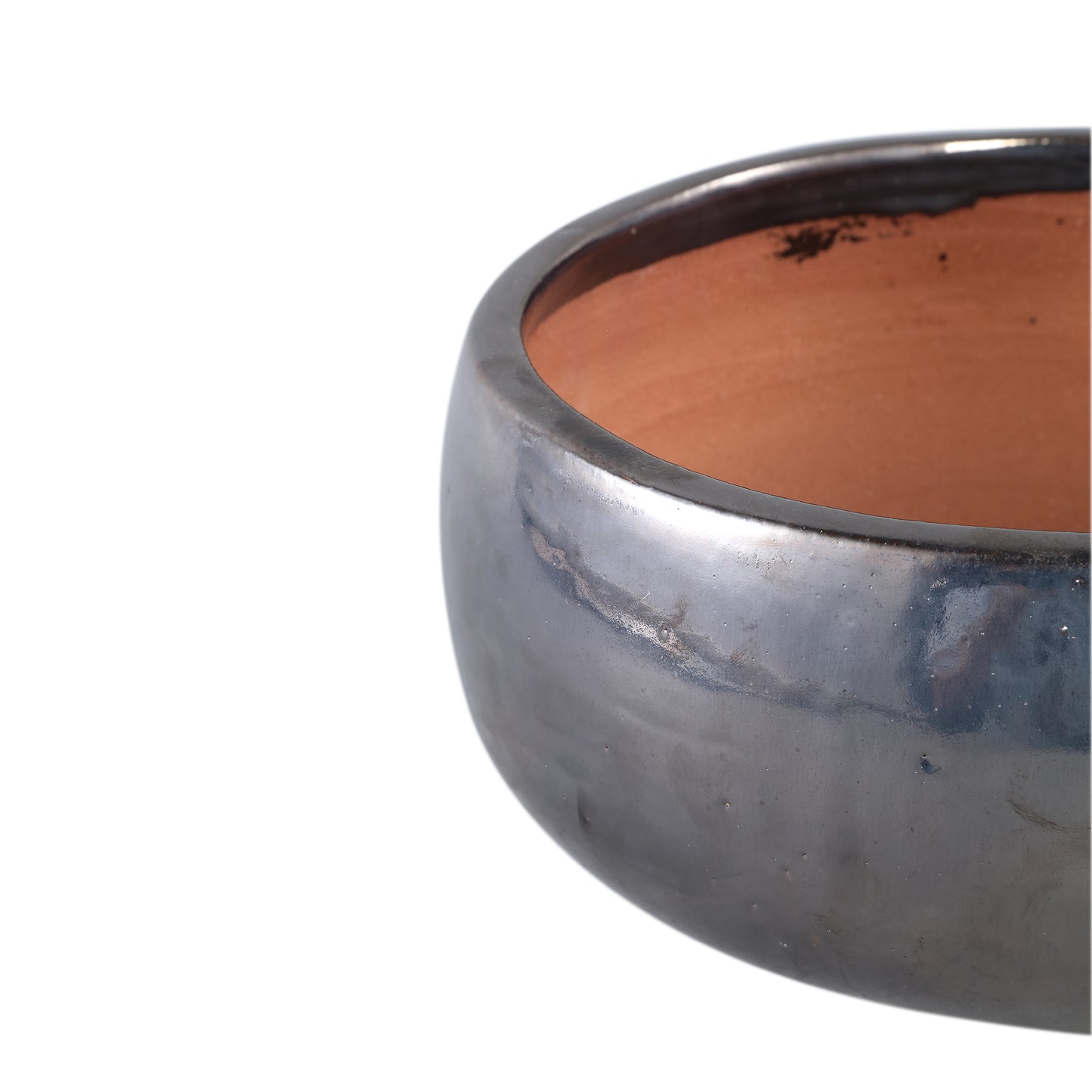 Nayaa Zilveren Keramische Pot Rond Laag Set van 2 - 2 Sets 14x30x30 cm