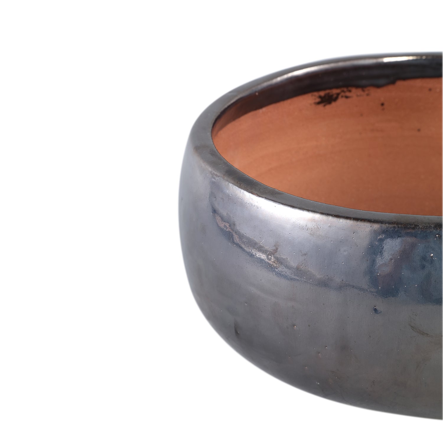 Nayaa Zilveren Keramische Pot Rond Laag Set van 2 - 2 Sets 14x30x30 cm