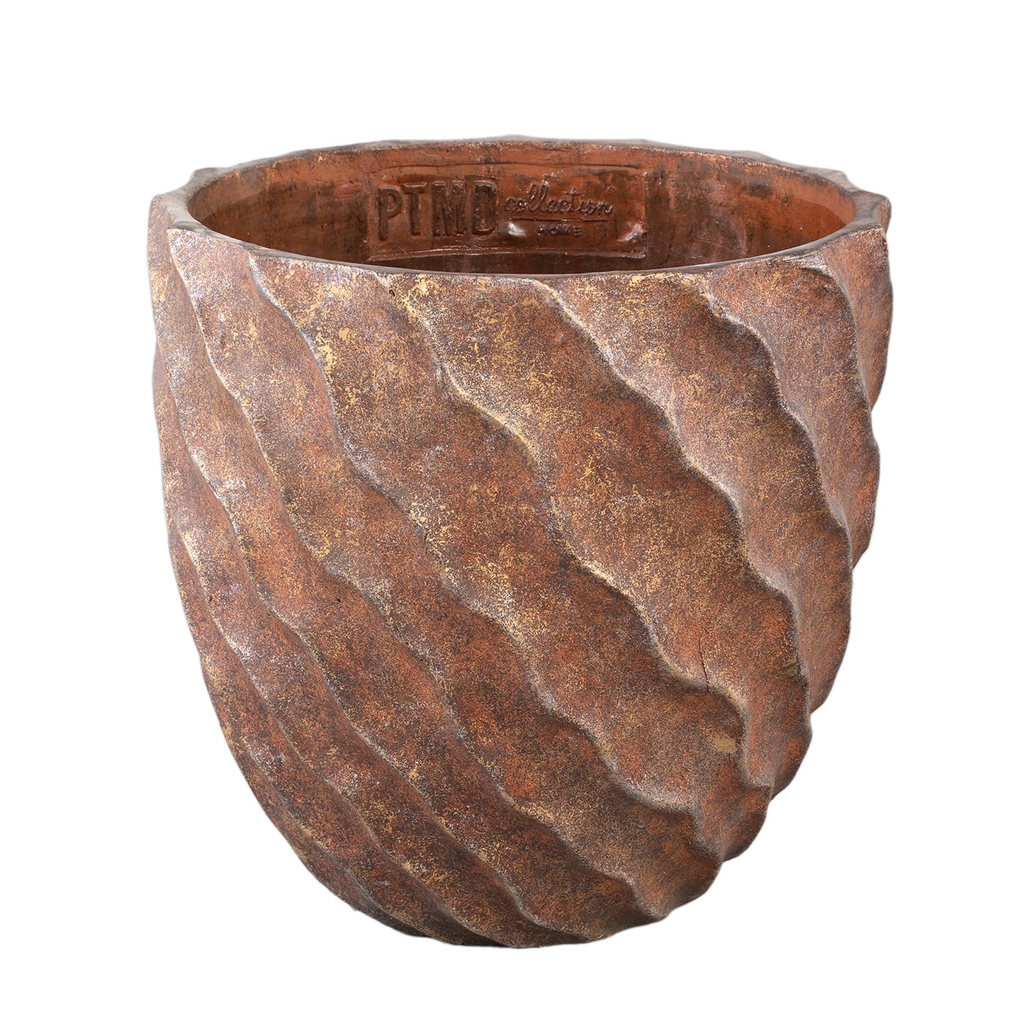 Sharlae Brown Cement Pot Wavy Lines Round XXL