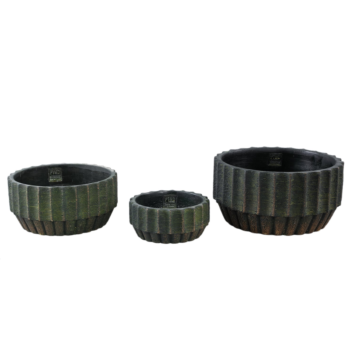 Niki Groen Cementpot Rond Met Strepen Set Van 8 Stuks 8x18x18 cm