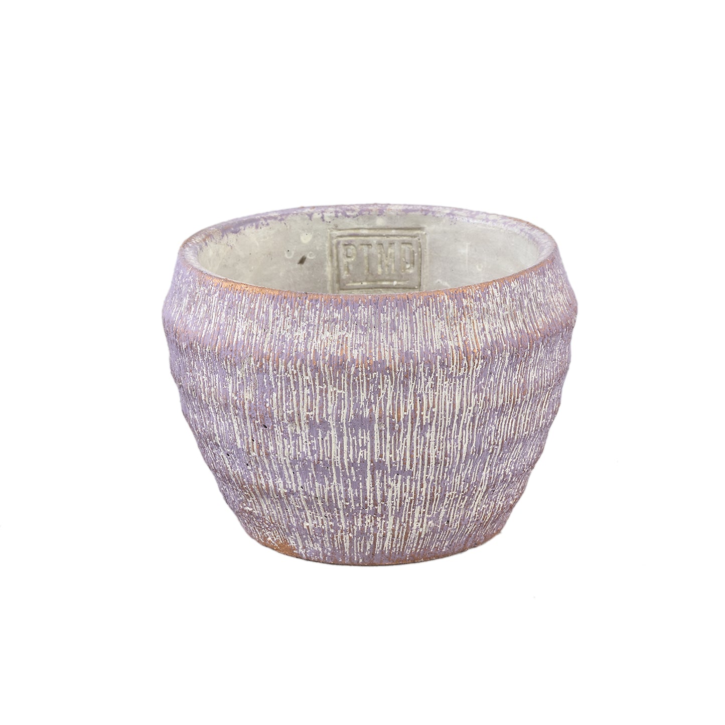 Sary Purple Cement Pot Rond Met Goudafwerking S - Set van 12 9x12x12 cm