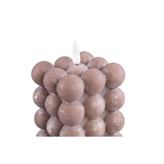 LED Kaars Bruin Bubbel Set van 6 Stuks Flakkerend L - 6 Sets 16x8x8 cm