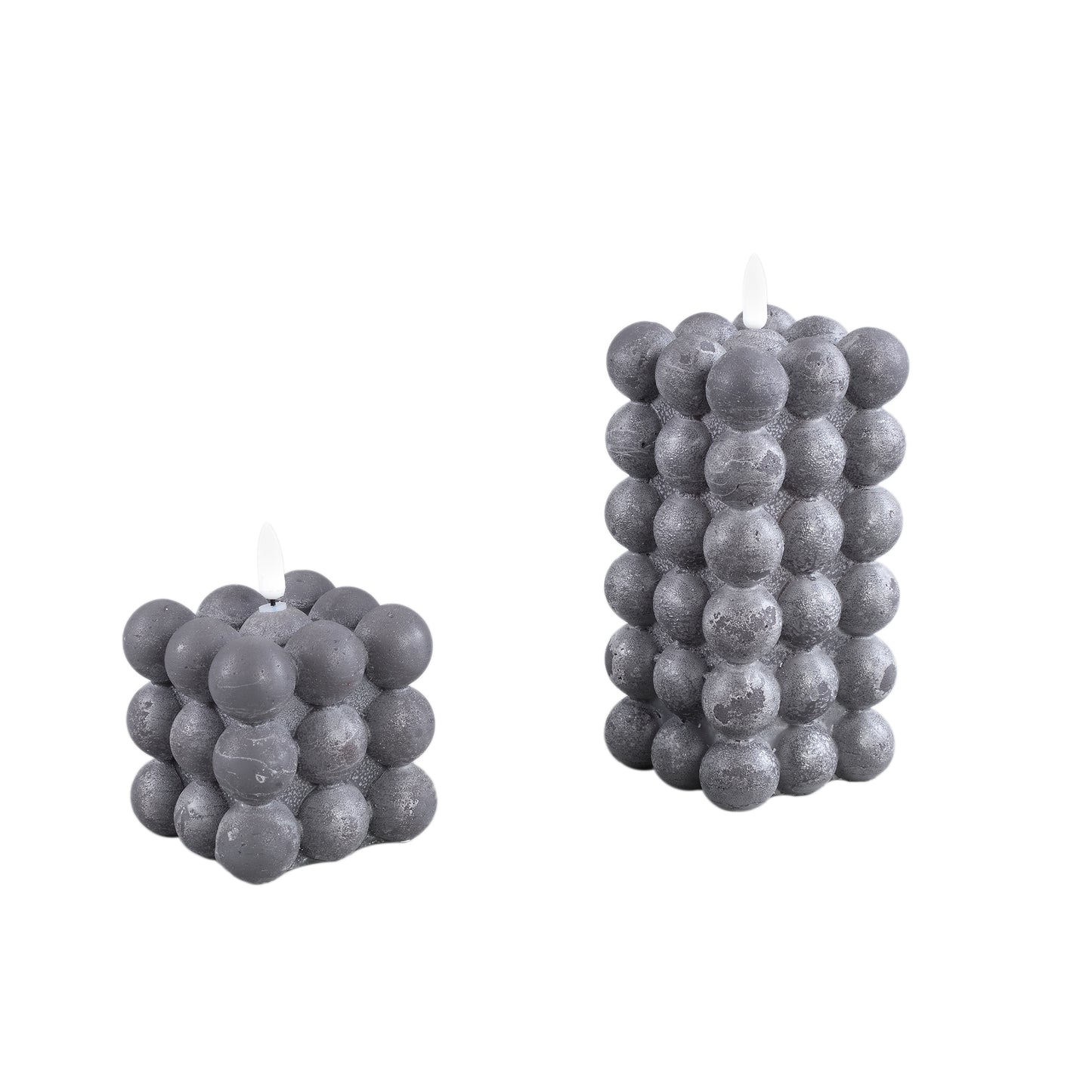 LED-Kaars Swish Grijs Bubbelvorm Flakkerend Set van 6 8x8x8 cm