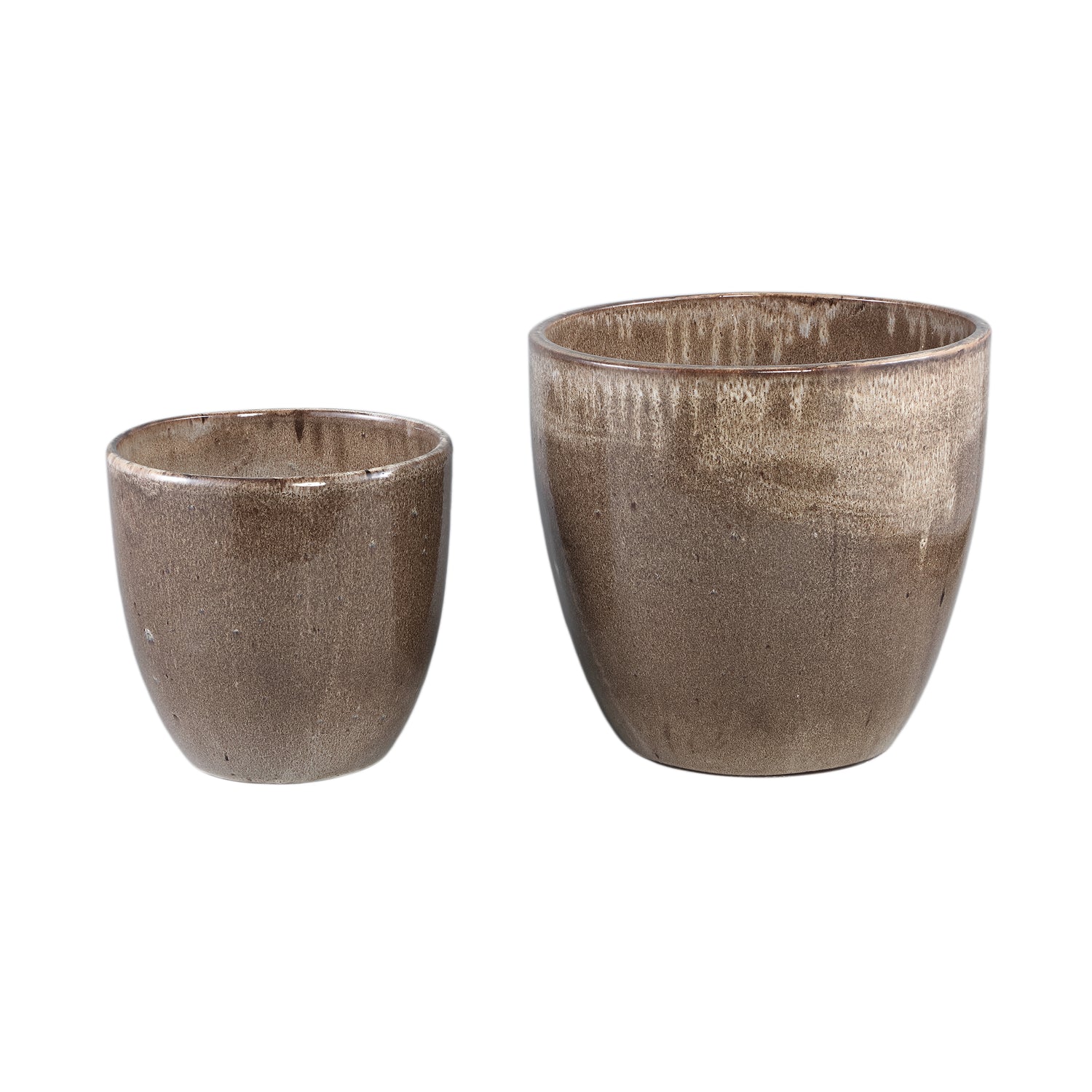 Aleix Bruine Keramische Pot Rond Set van 2 35x34x34 cm