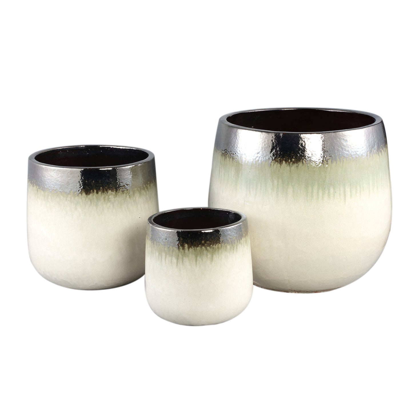 Oliver Crème Keramische Pot Ombre Rond Set Van 3 44x49x49 cm