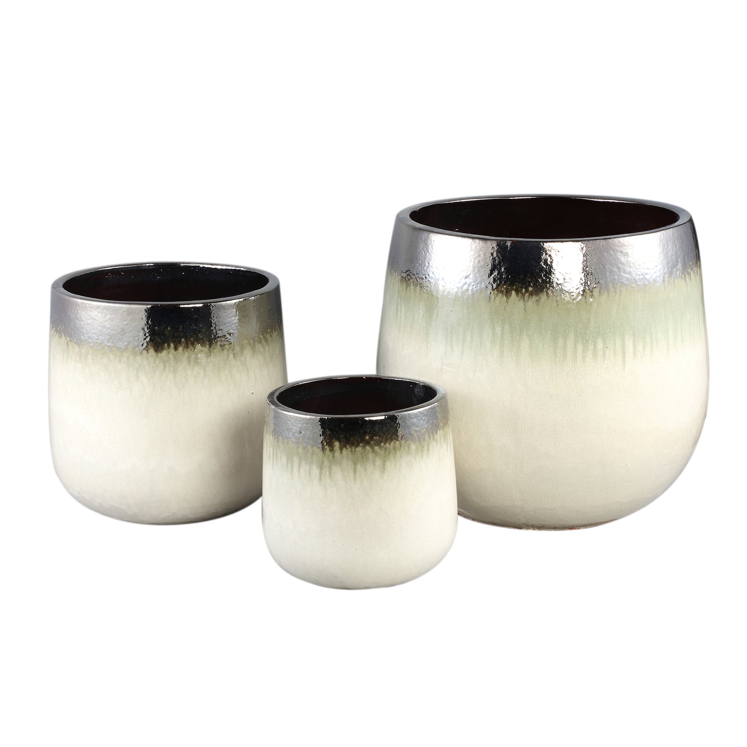 Oliver Crème Keramische Pot Ombre Rond Set Van 3 44x49x49 cm