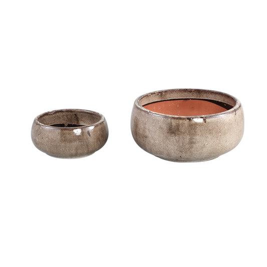 Nayaa Brown Ceramic Pot Round SV2