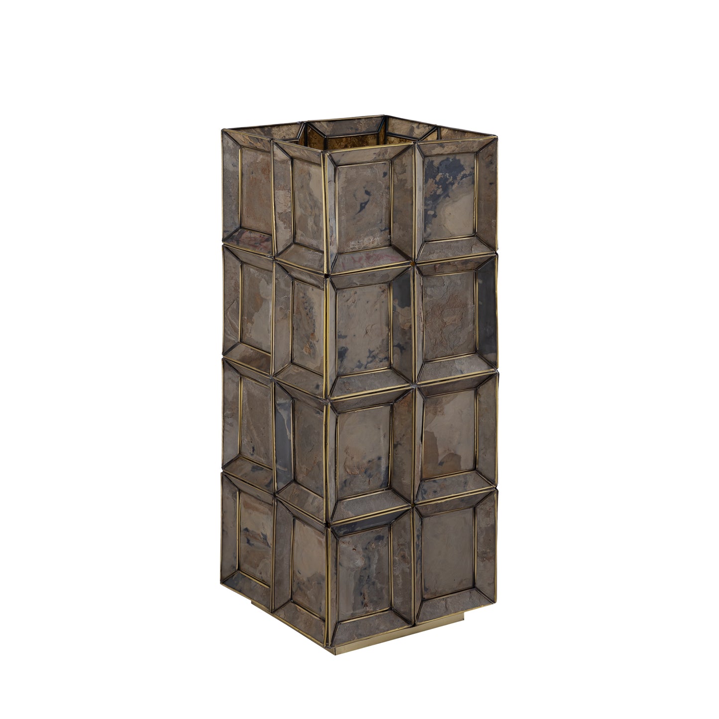 Layra Brass Stone Veneer Table Lamp Antique High