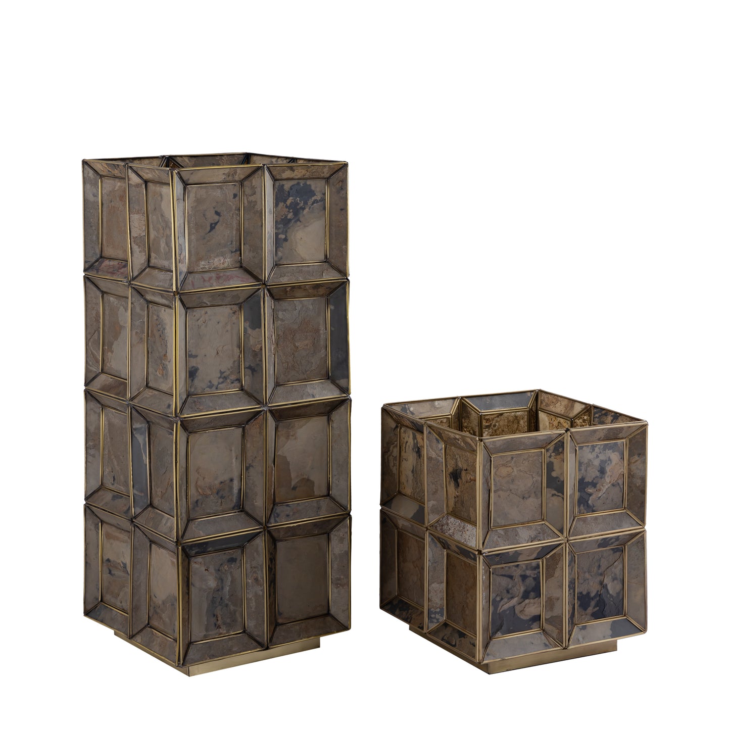 Layra Brass Stone Veneer Table Lamp Antique High