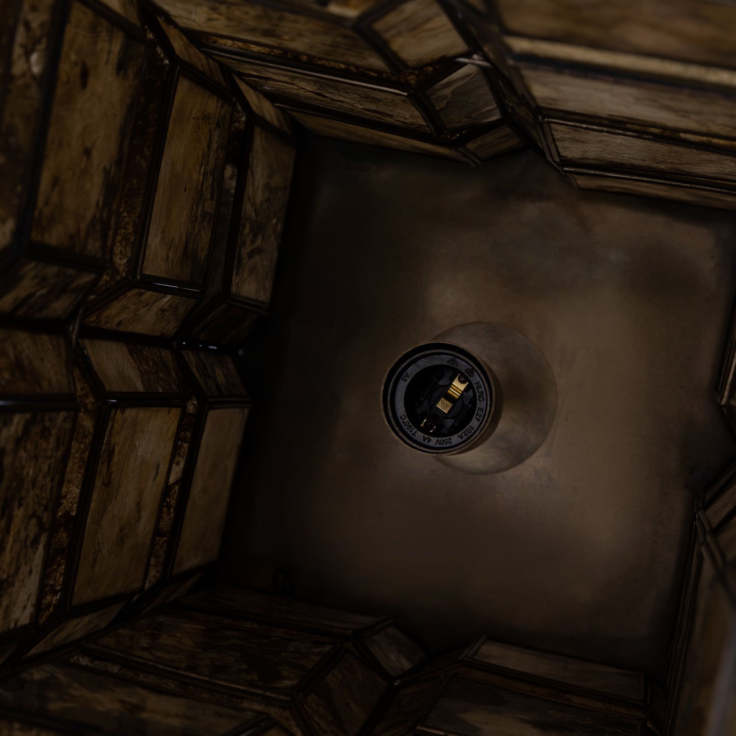 Layra Brass Stone Veneer Table Lamp Antique High